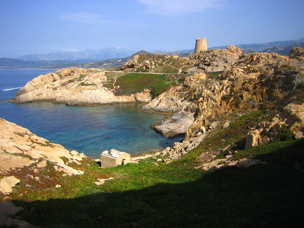 Blick von der Insel die LIle Rousse ihren Namen gab.